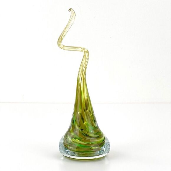 Ron Hinkle 8" Art Glass Paperweight Decor Green Swirl 2008 - Picture 1 of 11